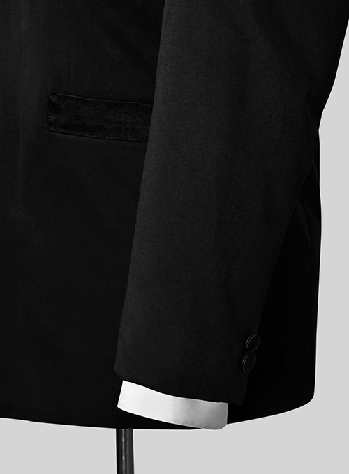 Black Terry Rayon Nehru Tuxedo Jacket - Click Image to Close