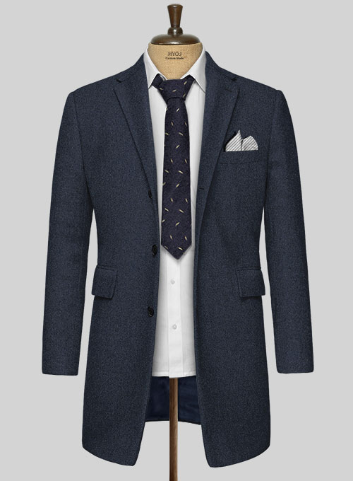 Blue Heavy Tweed Overcoat - Click Image to Close