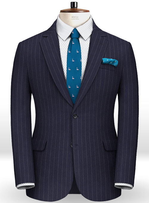 Blue Stripe Flannel Wool Suit