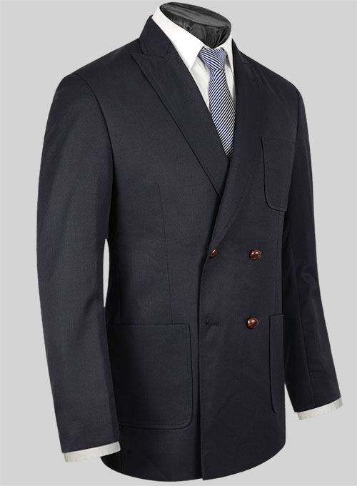 Blue Merino Wool Double Breasted Style Jacket - Click Image to Close