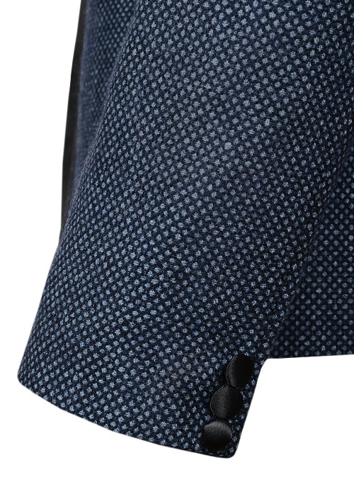 Blue Honey Comb Tweed Nehru Tuxedo Jacket : Made To Measure Custom ...