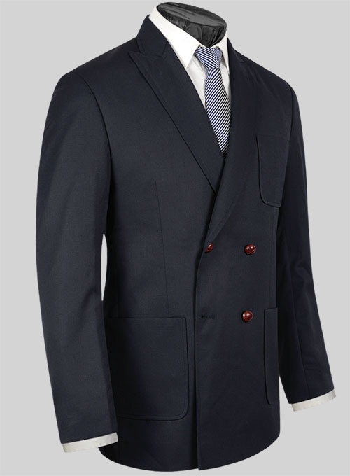 Blue Merino Wool Double Breasted Style Jacket - Click Image to Close