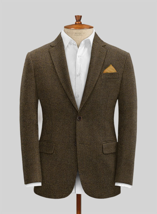 Bottle Brown Herringbone Tweed Suit - Click Image to Close