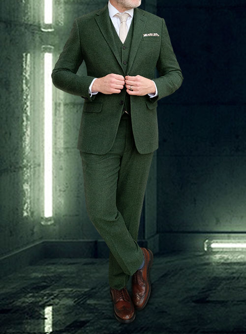 Bottle Green Herringbone Tweed Suit - Click Image to Close