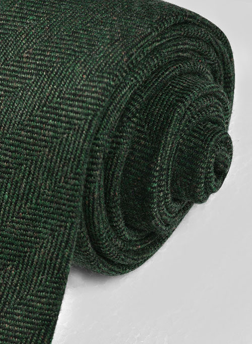 Tweed Tie - Bottle Green Herringbone