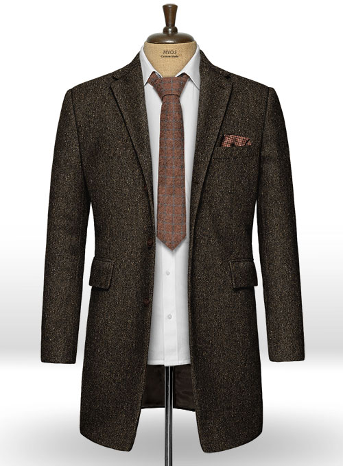 Brown Flecks Donegal Tweed Overcoat - Click Image to Close