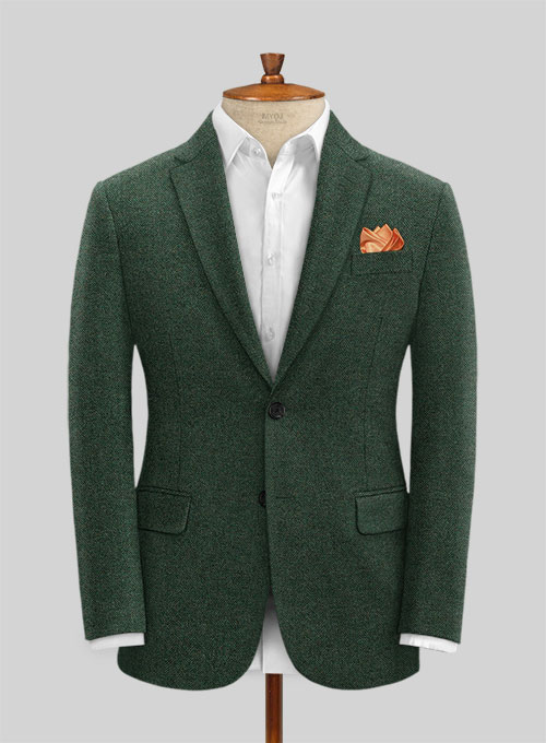 Bottle Green Herringbone Tweed Suit - Click Image to Close