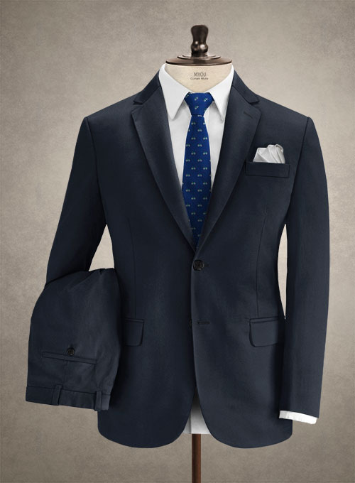 Men's single-breasted blazer in dark blue wool gabardine