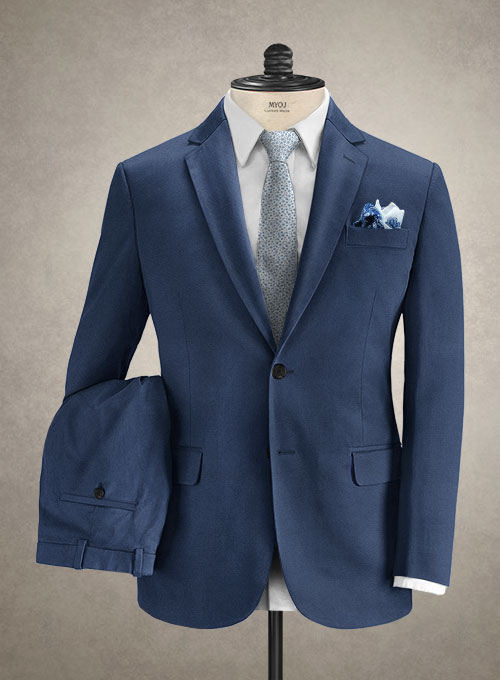 Caccioppoli Cotton Drill Delft Blue Suit : Made To Measure Custom Jeans ...