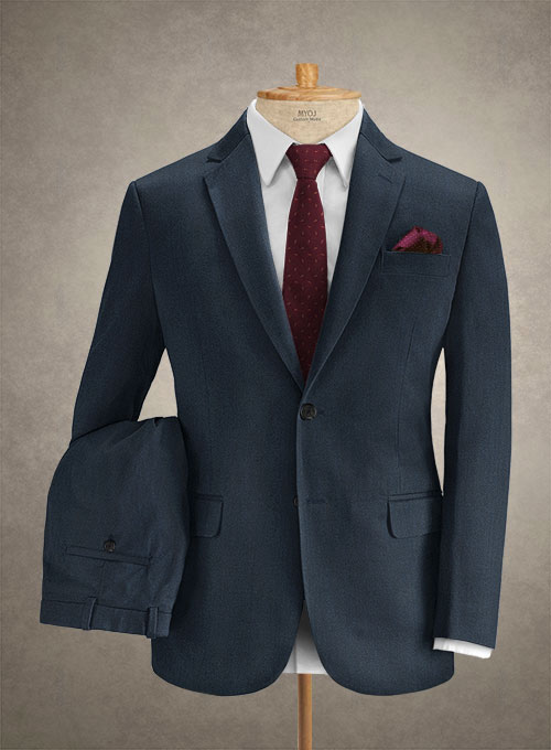 Caccioppoli Herringbone Blue Cotton Suit