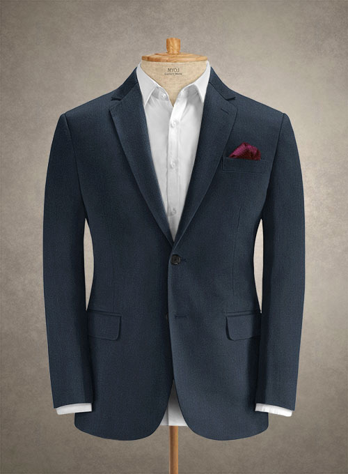 Caccioppoli Herringbone Blue Cotton Suit - Click Image to Close