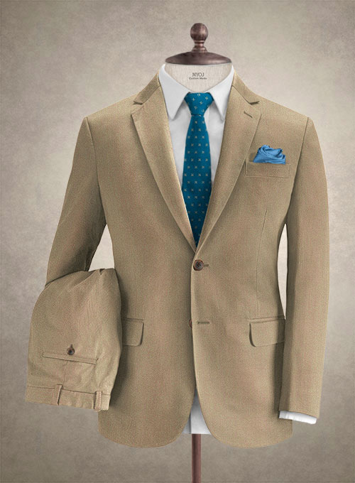 Caccioppoli Herringbone Solar Tan Cotton Suit