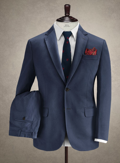 Caccioppoli Cotton Gabardine Marine Blue Suit : Made To Measure Custom ...