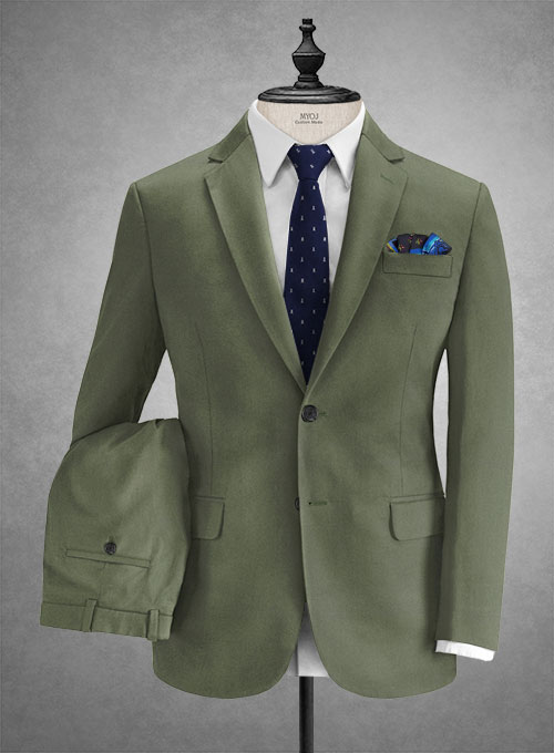 Caccioppoli Cotton Gabardine Myrtle Green Suit