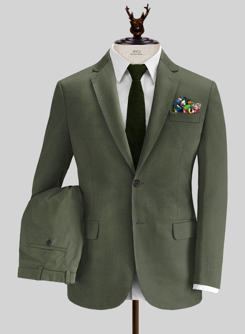 Caccioppoli Cotton Gabardine Oak Green Suit