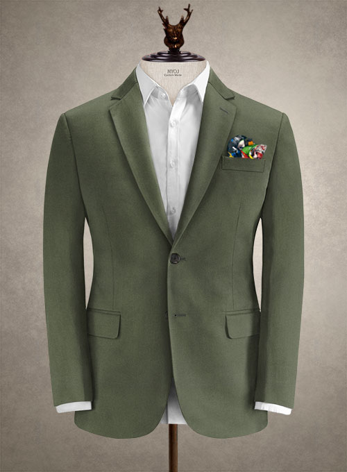 Caccioppoli Cotton Gabardine Oak Green Suit - Click Image to Close