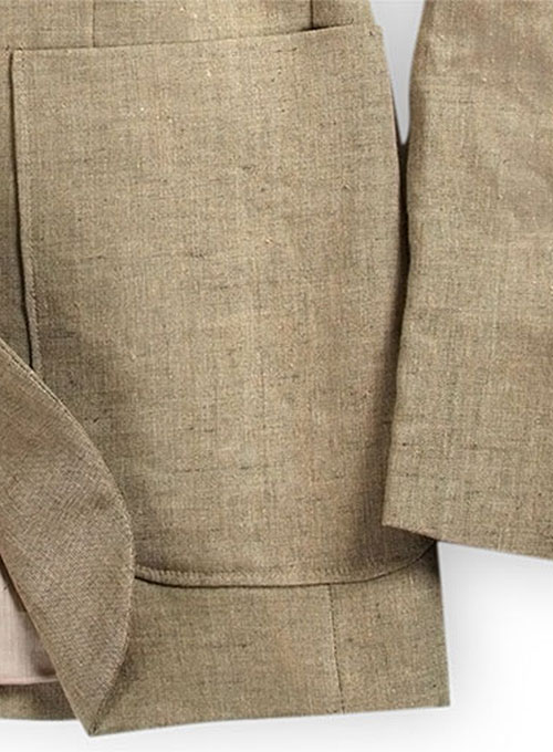 Italian Casa Dk Beige Linen Jacket - Elephant Lapel