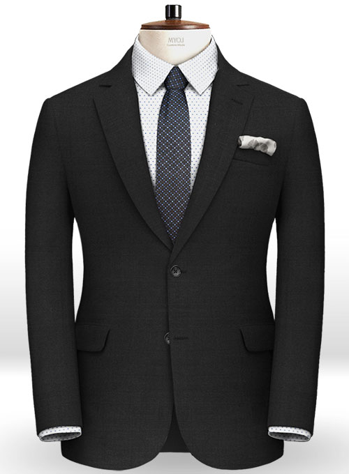 Caviar Twill Black Wool Suit