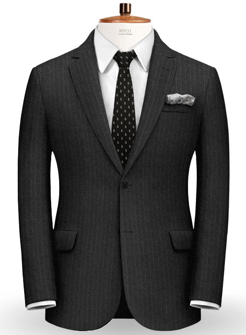 Chalkstripe Wool Charcoal Suit - Click Image to Close