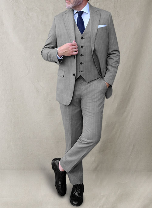 Chalkstripe Wool Light Gray Suit