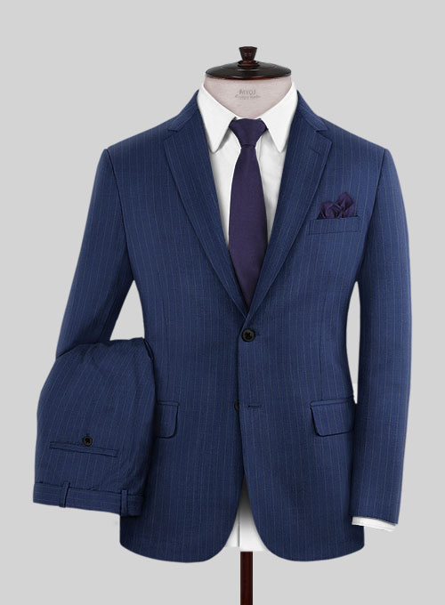 Chalkstripe Wool Royal Blue Suit