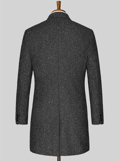 Charcoal Flecks Donegal Tweed Overcoat