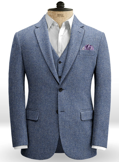 Classic Blue Denim Tweed Suit - Click Image to Close