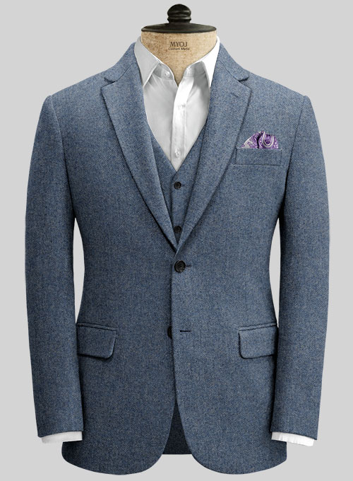 Classic Blue Denim Tweed Suit