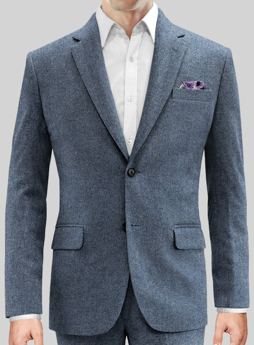 Classic Blue Denim Tweed Suit