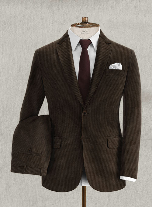 Coffee Brown Stretch Corduroy Suit