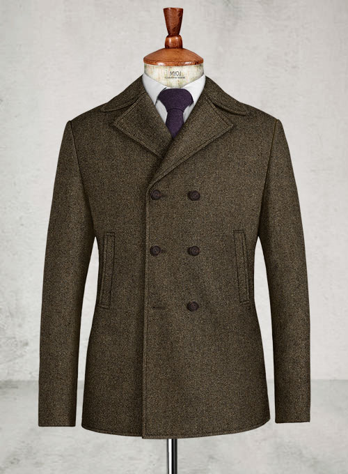 Dapper Brown Tweed Pea Coat