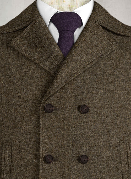 Dapper Brown Tweed Pea Coat