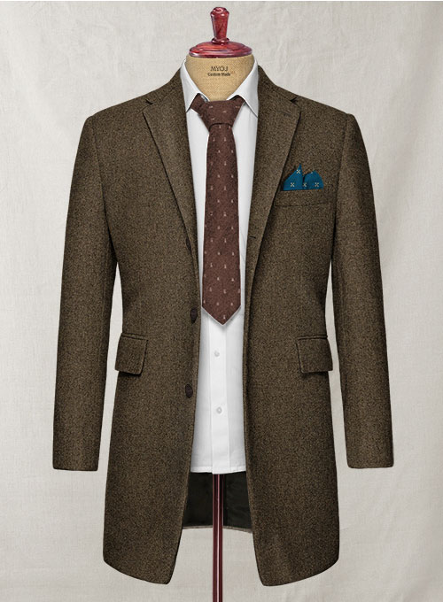 Dapper Brown Tweed Overcoat - Click Image to Close