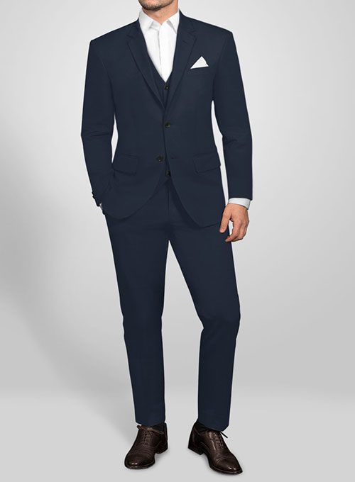 Dark Blue Stretch Chino Suit - Click Image to Close