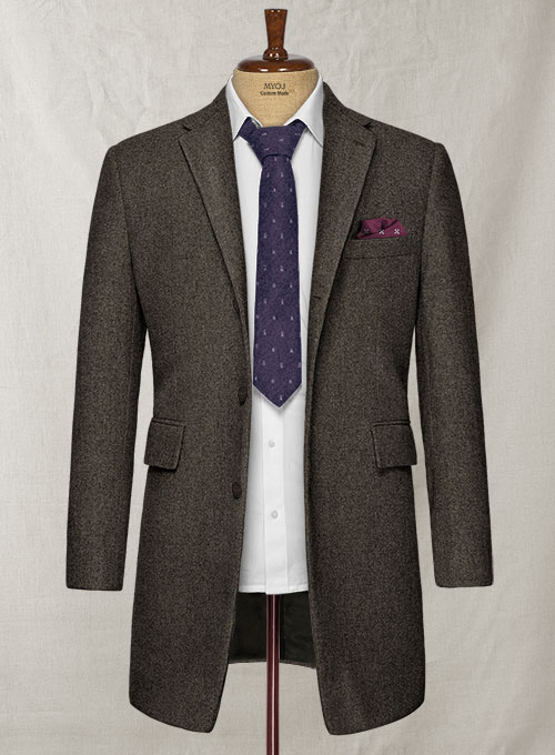 Dark Dapper Brown Tweed Overcoat