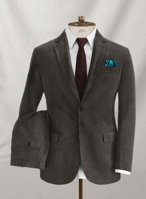 Dark Gray Stretch Corduroy Suit