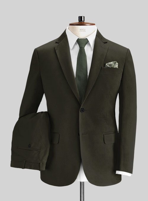 Dark Olive Green Chino Suit : Made To Measure Custom Jeans For