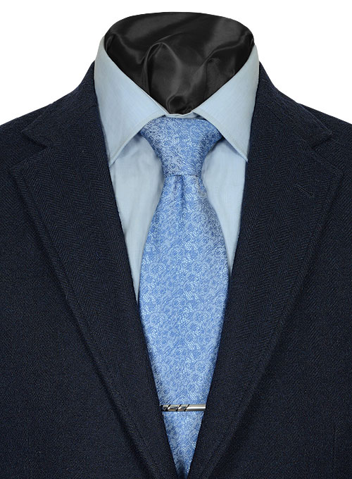 Deep Blue Herringbone Tweed Parker Style Sports Coat