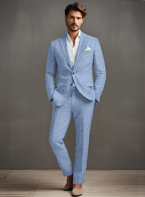 Desert Blue Linen Suit - Click Image to Close
