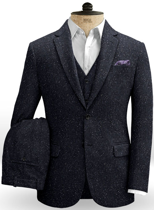 Dark Blue Flecks Donegal Tweed Suit