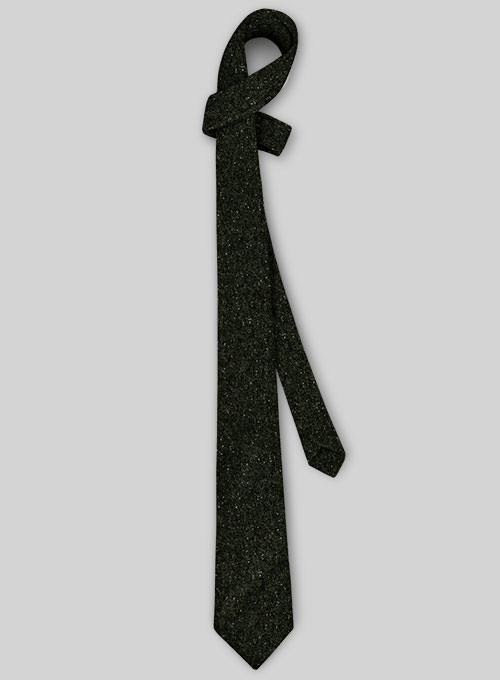 Tweed Tie - Dark Olive Flecks Donegal - Click Image to Close