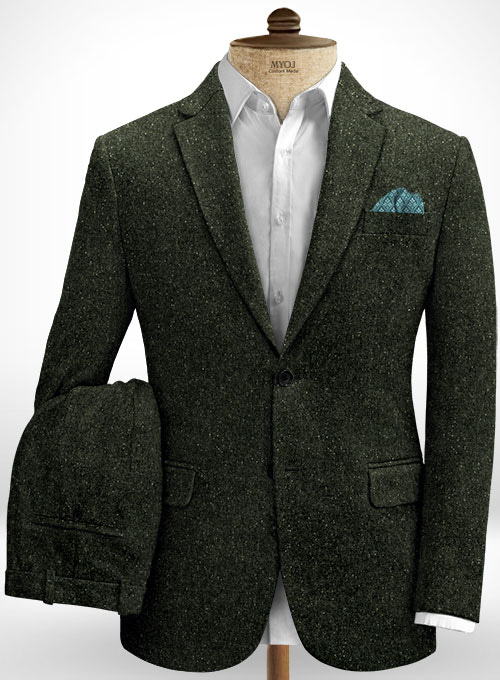 Dark Olive Flecks Donegal Tweed Suit