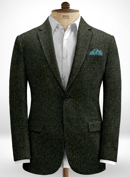 Dark Olive Flecks Donegal Tweed Suit - Click Image to Close
