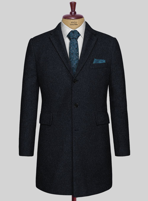 Deep Blue Heavy tweed Overcoat