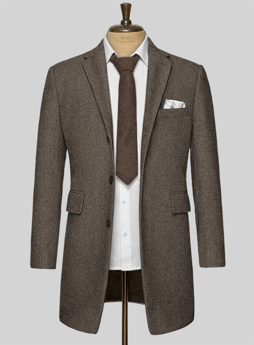 Dapper Brown Tweed Overcoat - Click Image to Close