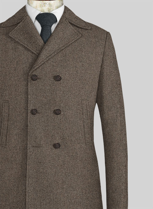 Dapper Brown Tweed Pea Coat - Click Image to Close