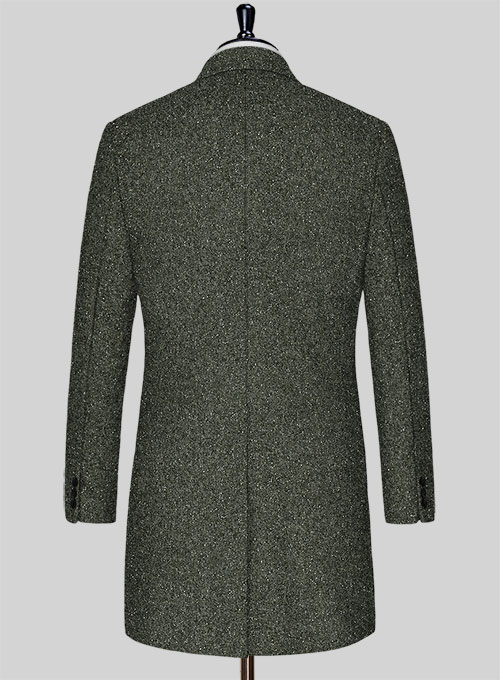 Dark Olive Flecks Donegal Tweed Overcoat - Click Image to Close