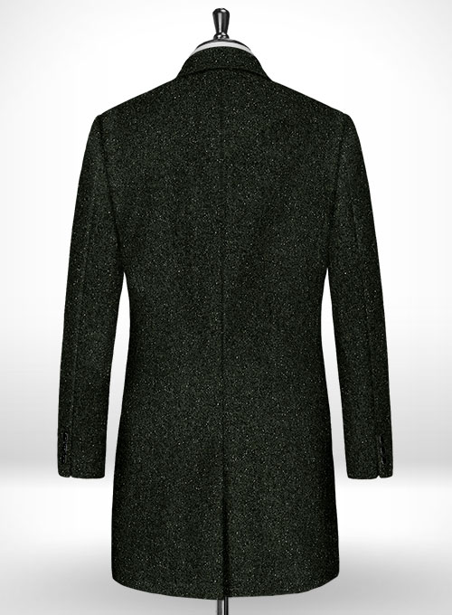 Dark Olive Flecks Donegal Tweed Overcoat