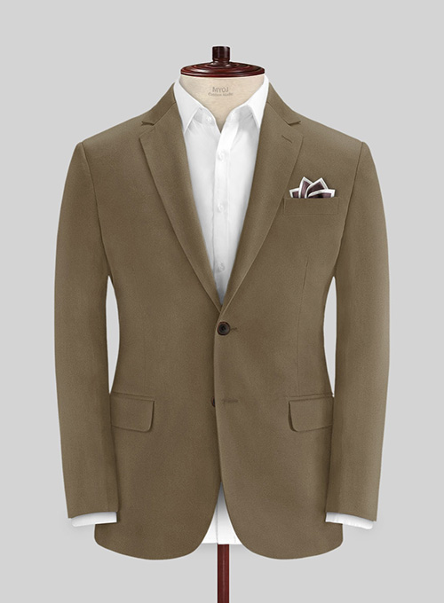 Earthy Brown Cotton Power Stretch Chino Suit - Click Image to Close
