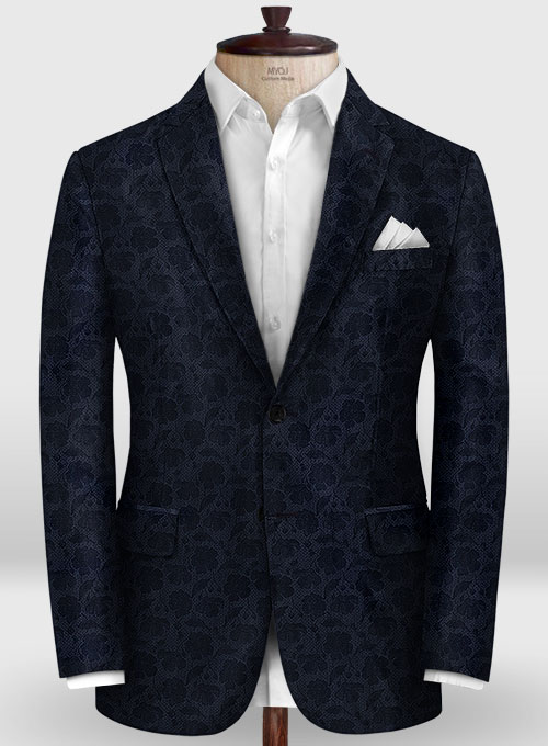 Graffiti Blue Flower Wool Suit